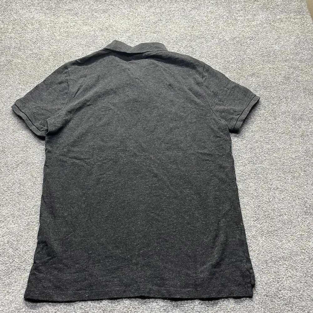 Polo Ralph Lauren Mens Large Dark Charcoal Grey Custom Slim Fit Mesh Polo Shirt